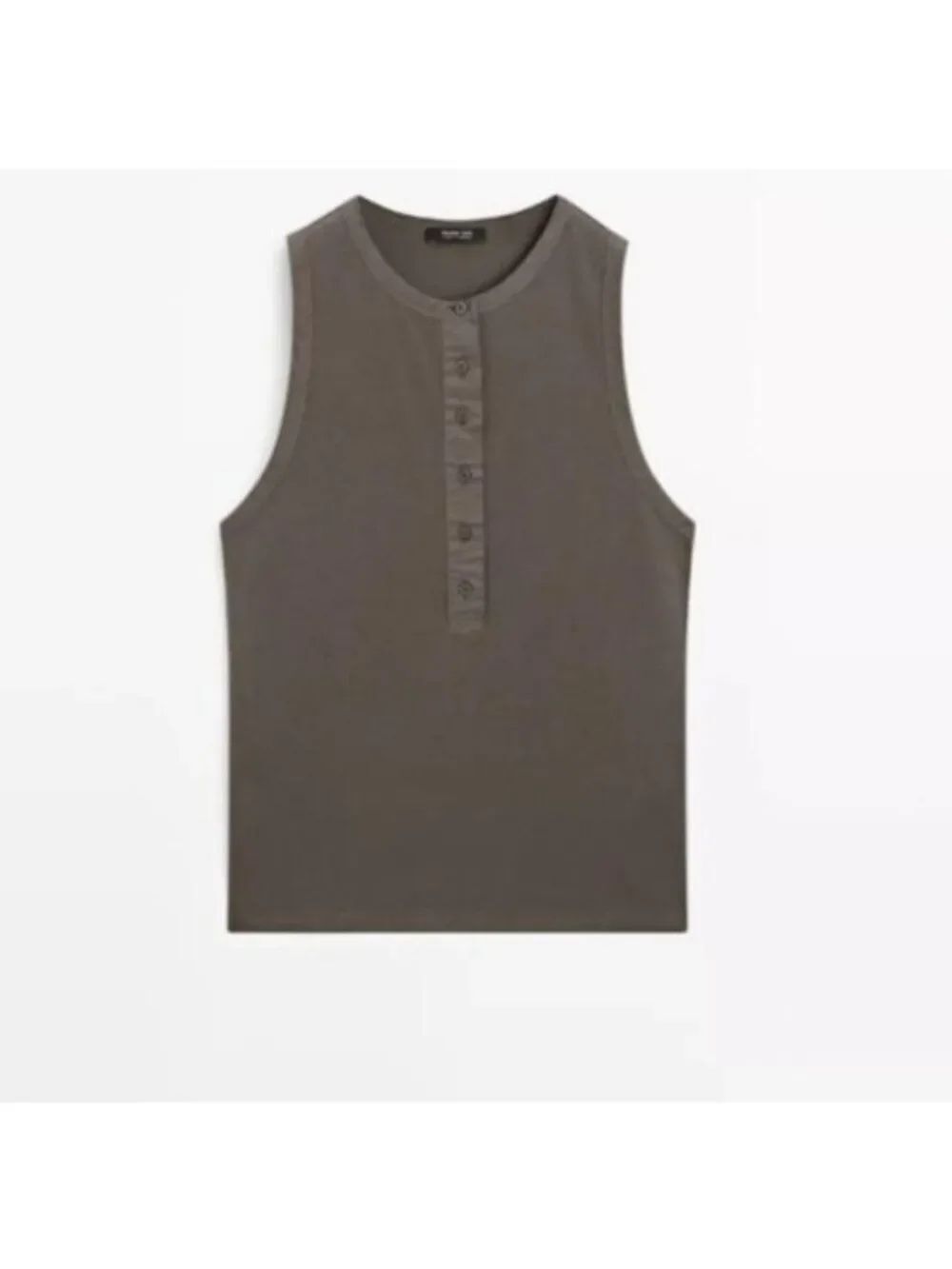Massimo Dutti Womens Tank Top Shirt Small Brown Button Front Sleeveless NWT